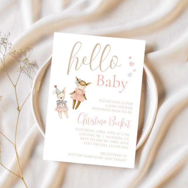 Convites Rosa É um Chá de fraldas Russo de Brinquedos Vinta (Criador carregado)