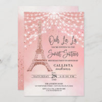 Rosa Eiffel Tower Glitter Sparkles Luzes Doce 16