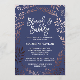 Convites Rosa Elegante, Brunch e Marinho