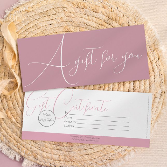 Convites Rosa elegante com certificado de presente feminina (Criador carregado)