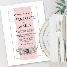 Convites Rosa Elegante Dusty com Casamento Eucalyptus