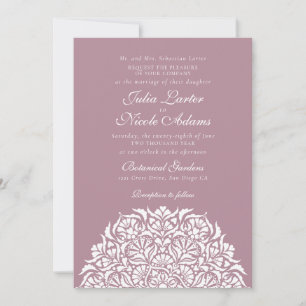 Convites Rosa Empoeirada Lilás Floral Caprichoso Mandala Ca