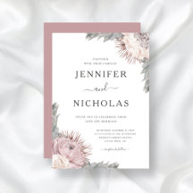 Rosa Empoeirado Boho Floral Flores Secas Casamento