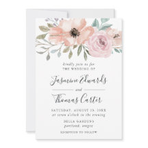Rosa Empoeirado Floral Aquarela | Casamento