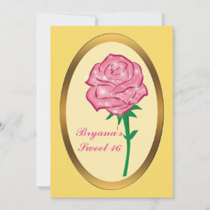 Convites Rosa Enfeitiçada com Purpurina Rosa Festa Elegante