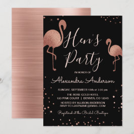 Convites Rosa Esbranquiçado - Rosa Gold Foil Flamingo Hen's