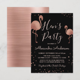 Convites Rosa Esbranquiçado - Rosa Gold Foil Flamingo Hen's