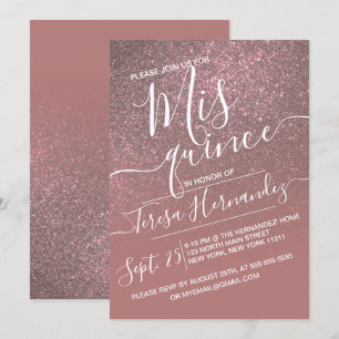 Convites Rosa Escuro Dourado brilho Ombre Quinceañera