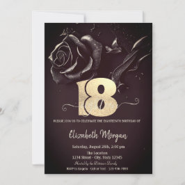 Convites Rosa Escuro Gótico Borgonha 18º Aniversário