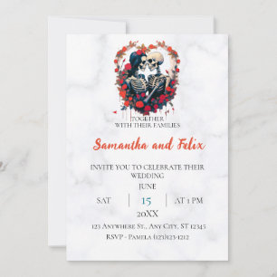 Convites Rosa Esqueleto Oval Mármore Casamento