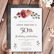 Rosa Flor de Aquarela Floral 50º Aniversário