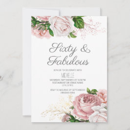 Convites Rosa Floral 60 e Fabuloso Aniversário