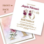 Convites Rosa Floral A 16ª Festa de aniversário<br><div class="desc">Organize a perfeita comemoração do 16.º aniversário com este elegante monograma floral de rosa A design no verso dos nomes das raparigas de aniversário,  começando com a letra A. Numerais florais elegantes são usados no convite para acentuar a era comemorativa.</div>
