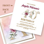 Convites Rosa Floral A aniversário de 40 anos Party<br><div class="desc">Organize a celebração perfeita do aniversário de 40 anos com este elegante monograma floral de rosa A design no verso dos nomes das raparigas de aniversário,  começando com a letra A. Os algarismos florais elegantes são usados no convite para acentuar a era comemorativa.</div>