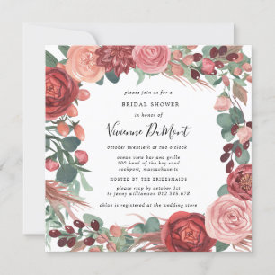 Convites Rosa Floral Bridal Red Pink