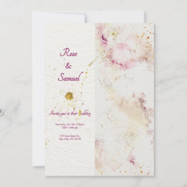 Convites Rosa Floral Chic Paper Texturizado Casamento