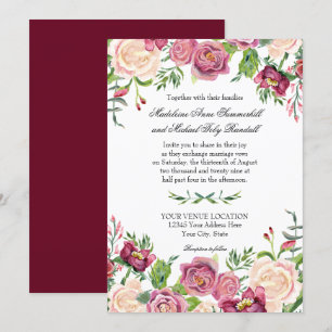 Convites Rosa Floral com Cor Aquática Queda Inverno