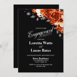 Convites Rosa Floral cor de laranja queimada Festa de noiva