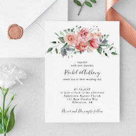 Convites Rosa Floral Cor-de-Rosa Esbranquiçada Casamento El