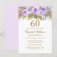 Rosa Floral Dourado roxo 60º Aniversário