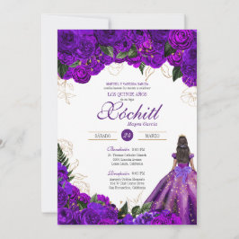 Convites Rosa Floral Elegante, 15 Roxo