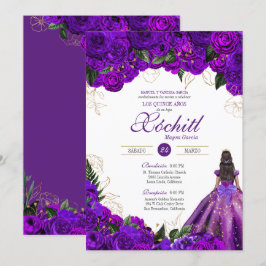 Convites Rosa Floral Elegante, 15 Roxo