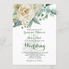 Convites Rosa Floral Elegante do Casamento Islâmico Bismill