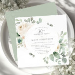 Convites Rosa Floral Eucalyptus, Branca do Partido aniversá<br><div class="desc">Honre uma mulher especial com este convite de festas elegante. As rosas brancas aninhadas em folhas de eucalipto verdes,  de sábio mole formam uma estrutura botânica moderna. Todo o texto pode ser editado,  para que você possa descrever perfeitamente sua celebração especial.</div>