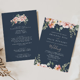 Convites Rosa Floral Frente e Casamento Traseiro do Jardim 