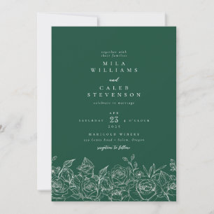 Convites Rosa Floral Invitati Elegante Emerald Green