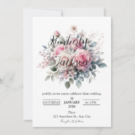 Convites Rosa Floral Pastel Romântico