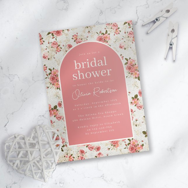 Convites Rosa Floral Vintage (Criador carregado)