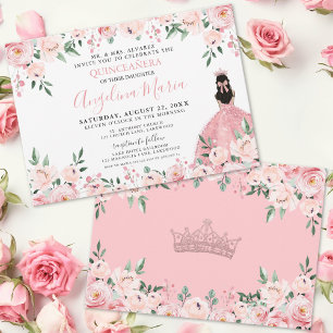 Convites Rosa Florescente Quinceanera Bege Rosado