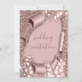 Convites Rosa Frame Weding Glitter Bridal