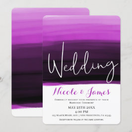 Convites Rosa Fuchsia Preto Aquarela Casamento Glam Moderno