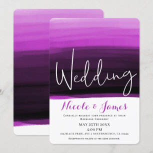 Convites Rosa Fuchsia Preto Aquarela Casamento Glam Moderno