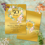 Convites Rosa Garland Gold Foil 50º Aniversário de Casament<br><div class="desc">Apresentando uma delicada camada de rosas florais de aquarela em uma película de ouro, este convite de 50 anos de casamento botânico pode ser personalizado com suas informações especiais de aniversário. O reverso apresenta uma garland floral correspondente que enquadra suas datas de aniversário em um texto elegante em um fundo...</div>