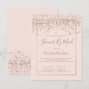 Convites Rosa gold confetti blush chá de panela por correi