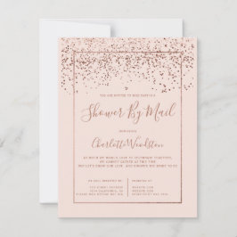 Convites Rosa gold confetti blush chá de panela por correio
