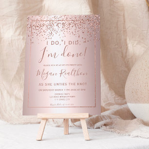 Convites Rosa gold confetti divórcio metálico