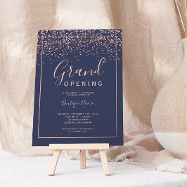 Convites Rosa gold confetti marinho tipografia grande abert