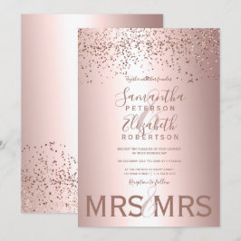 Convites Rosa gold confetti metal folha metálica, casamento