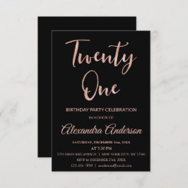 Convites Rosa Gold Foil 21 aniversário de 21 anos