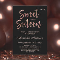 Rosa Gold Foil e Black Sweet Dezesseis Aniversário