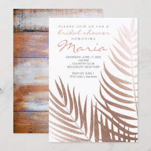 Convites Rosa Gold Foil Palm deixa Chá de panela