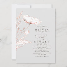 Rosa Gold Foil Selvagens Flores-luz Casamento de C