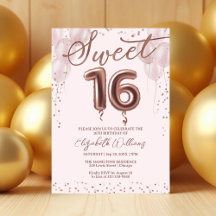 Rosa Gold Foil Sweet 16 Balões de Aniversário Rosa