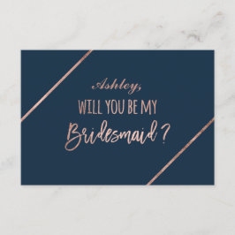 Convites Rosa gold script marinho blue seja minha dama de h