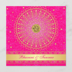 Convites Rosa Hindu Wedding de Ganesh , rolos do ouro