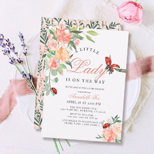 Convites Rosa Lady Ladybug Chá de fraldas